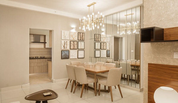 Dining area render of a Prestige Park Ridge apartment